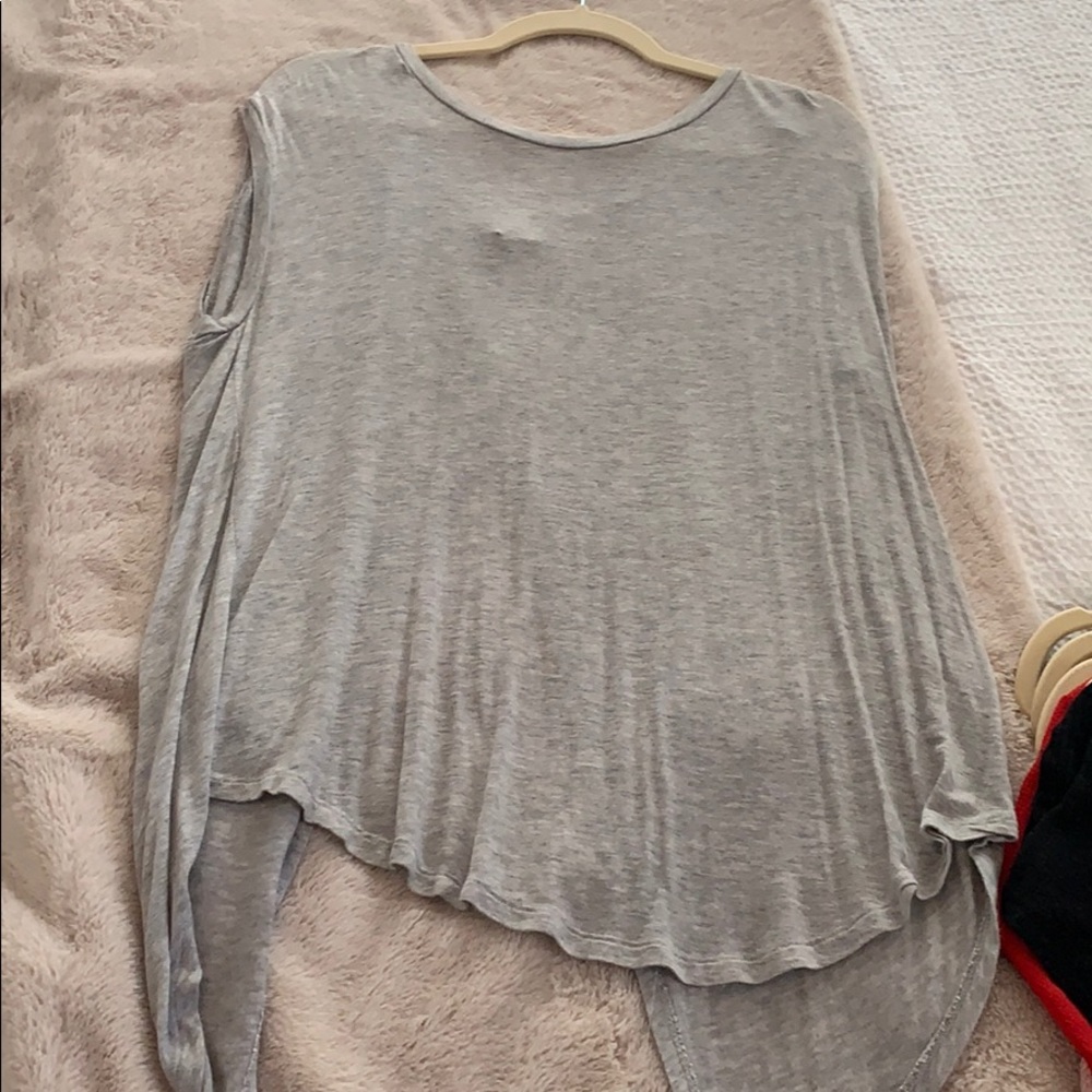 Grey flowy open back T